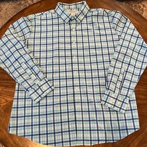 Mizzen+Main Light Blue and Navy Plaid Shirt